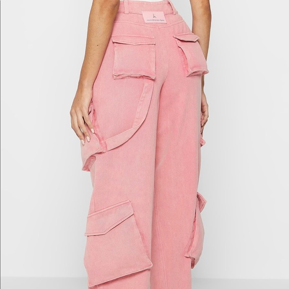 Maniere De Voir Pants - HIGH WAISTED CARGO PANTS - PINK WASH